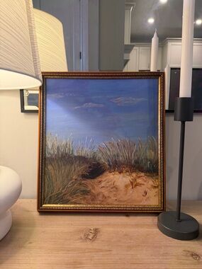 Coastal Landscape Painting – Vintage Framed Beach Scene